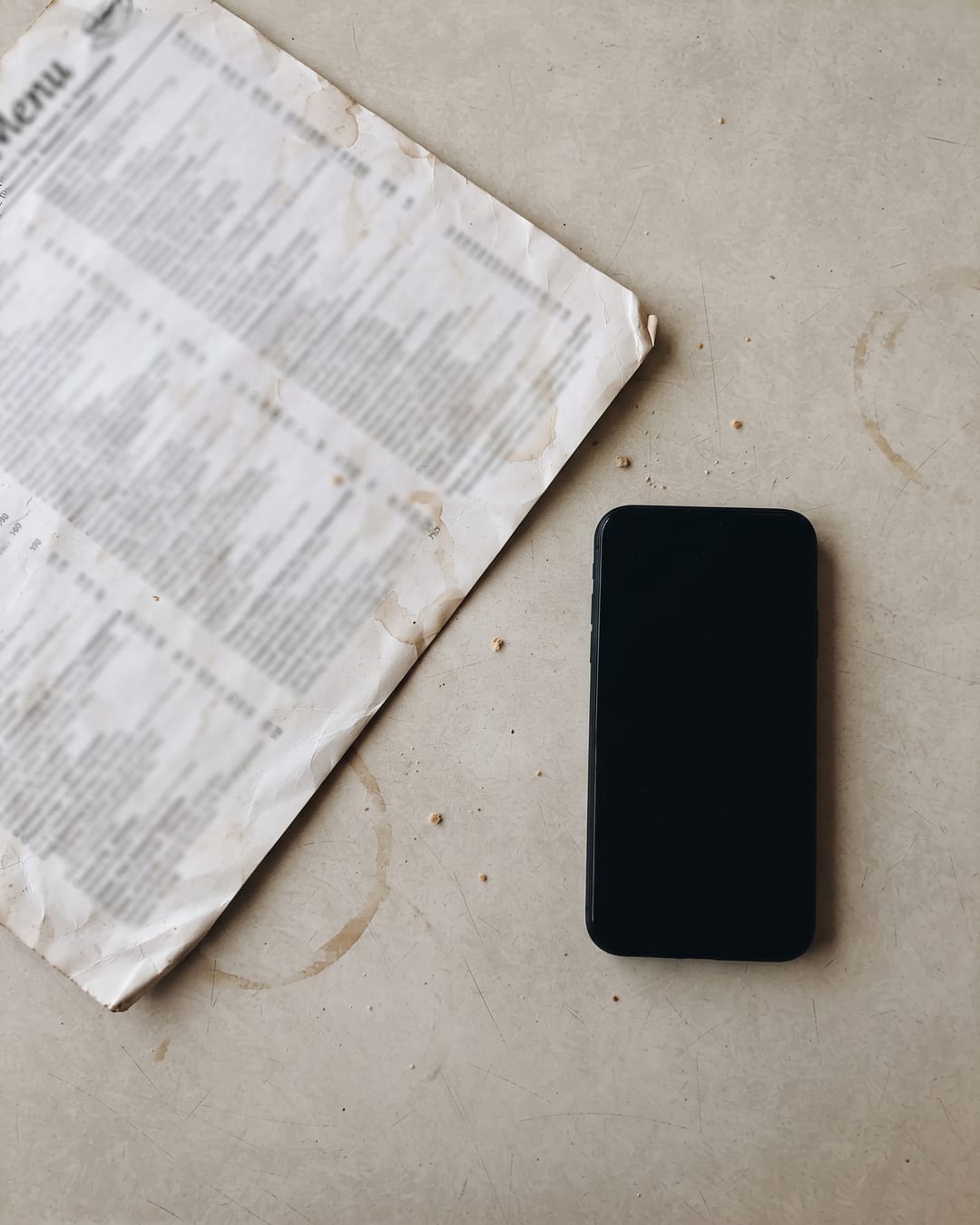 Generated prop photo for: Shoot a menu and phone